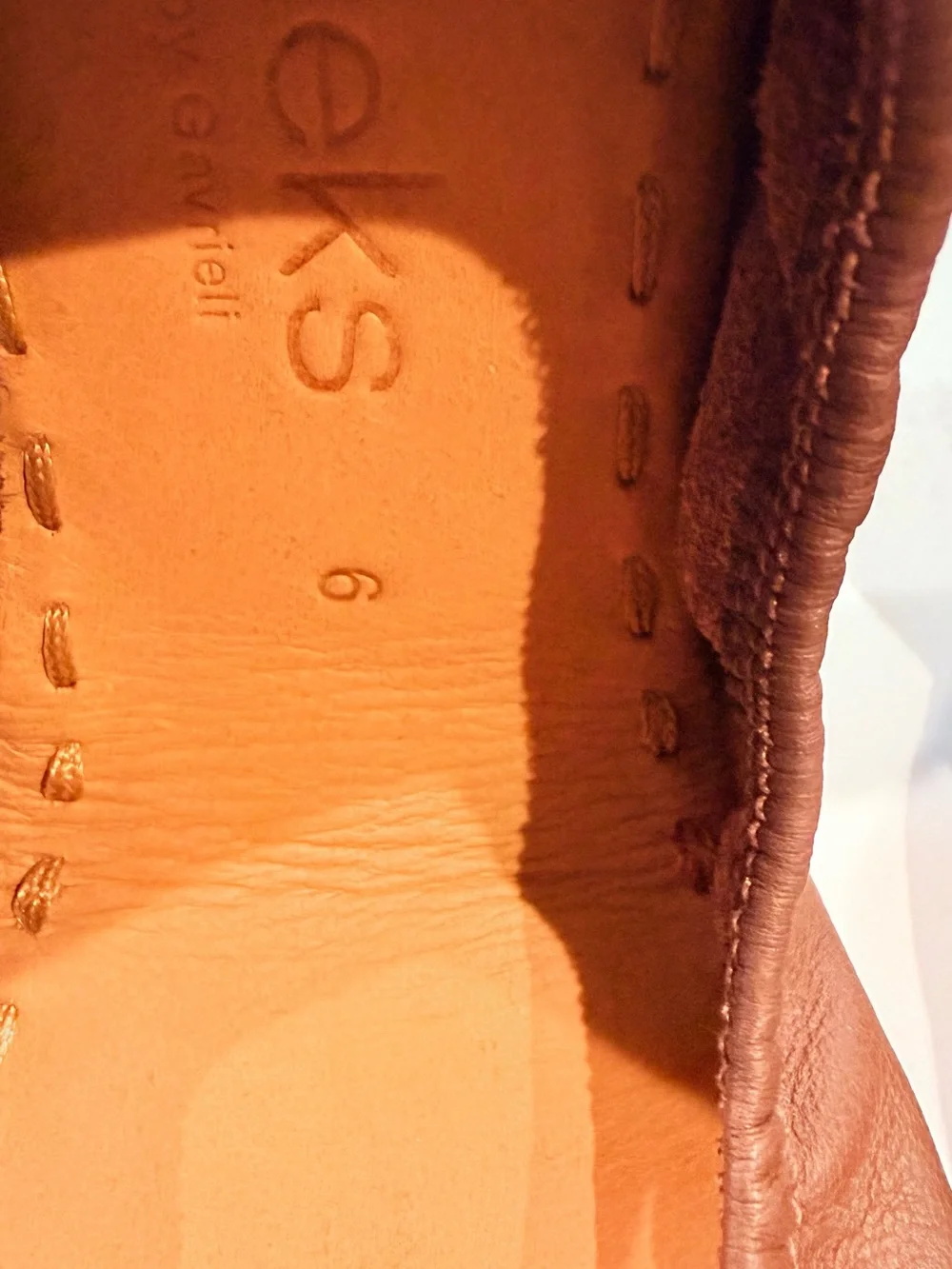 Tieks Kids Brown Leather Ballet Flats with Teal Pull Tab